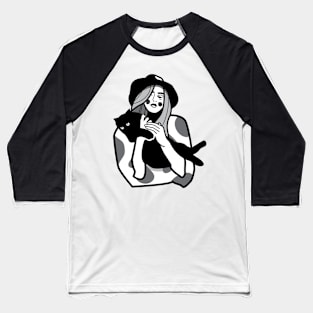 Girl with cat Baseball T-Shirt